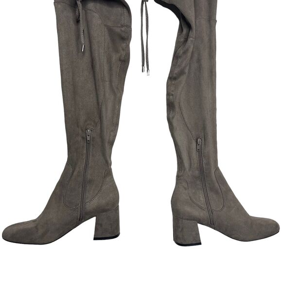 Liz Claiborne Yarmont Block Heel Over the Knee Boots Tan Taupe Size 6M - Picture 4 of 16